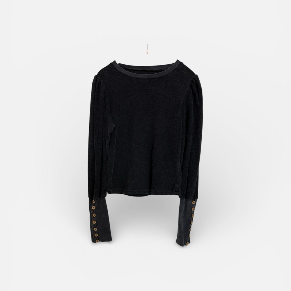 SHEIN Black Long Sleeve Top with Working Button Detail - Picture 5 of 7